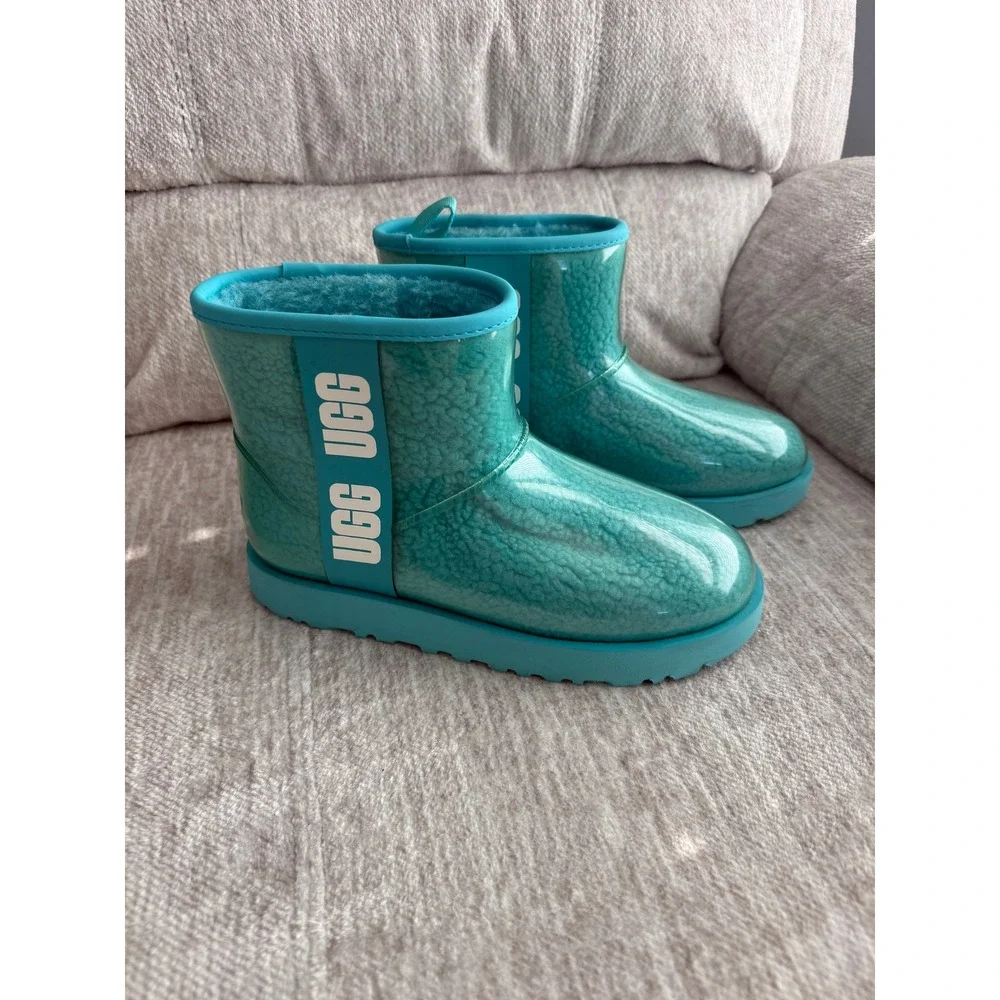 UGG Classic Clear Mini Waterproof Boots Turquoise Blue Womens 7 Never Worn